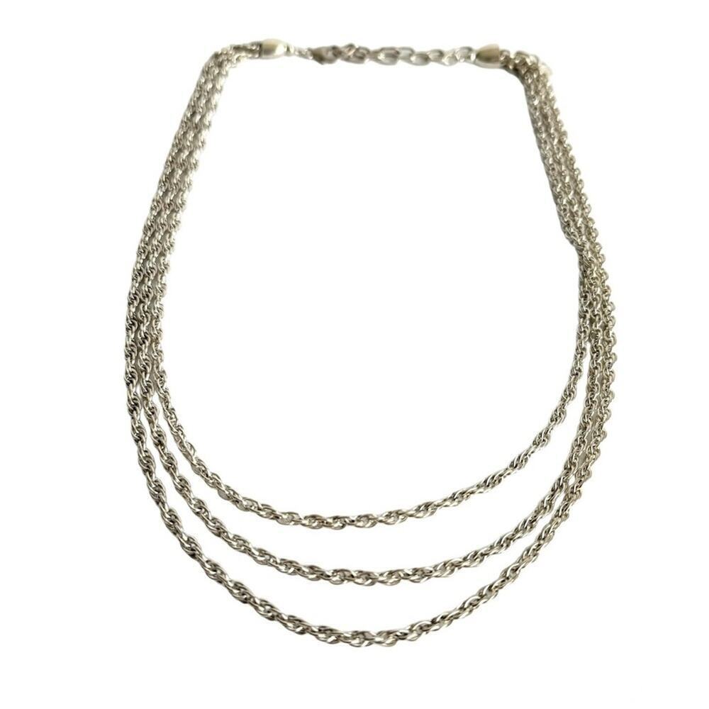 Vintage Armbrust Triple Strand Rope Chain Necklace 999 Pure Fine Sterling Silver